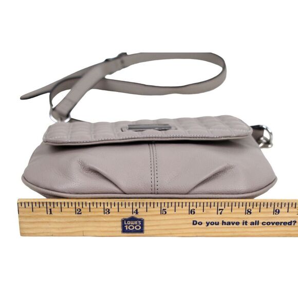 Tignanello STITCHED BEIGE GENUINE LEATHER FLAP CHAIN X-BODY SHOULDER BAG HANDBAG - Picture 12 of 15